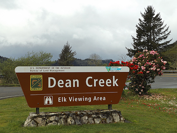 Dean Creek Elk Viewing Area sign